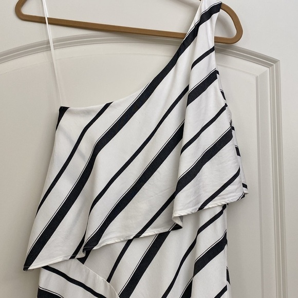 Banana Republic One Shoulder Assymetrical Dress womens 8 Lined Lagenlook Spring - Picture 8 of 15